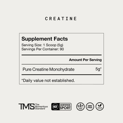 Momentous Monohydrate Powder Creatine Powder 90 Servings