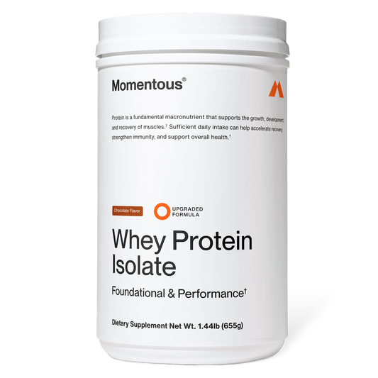 Momentous Essential Grass-Fed Whey Protein Powder Chocolate Flavor